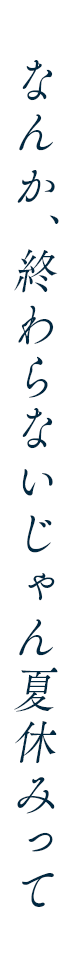 なんか、終わらないじゃん夏休みって